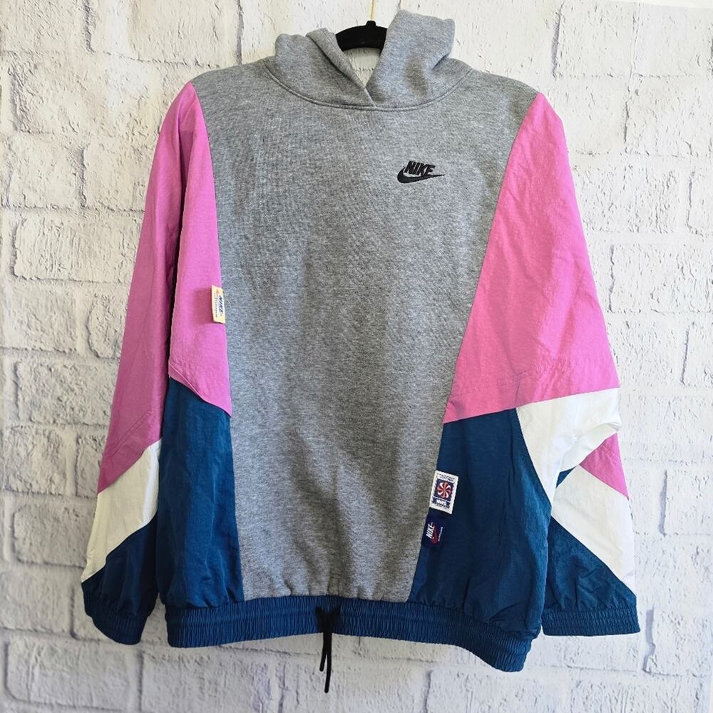 Vintage Style Retro 90s Nike Colorblock Icon Clash Hoodie SZ XS - Picture 14 of 15